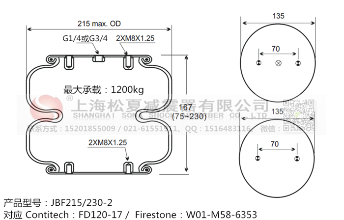JBF215/230-2橡膠<a href='http://njcmzzs.cn/' target='_blank'><u>空氣彈簧</u></a>