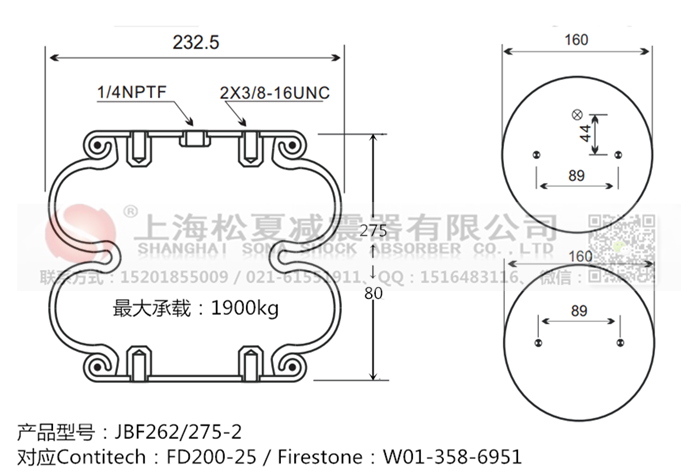 JBF262/275-2橡膠<a href='http://njcmzzs.cn/' target='_blank'><u>空氣彈簧</u></a>