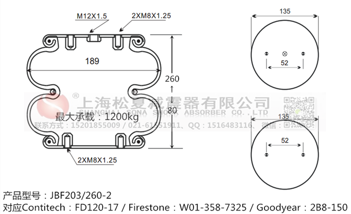 JBF203/260-2橡膠<a href='http://njcmzzs.cn/' target='_blank'><u>空氣彈簧</u></a>